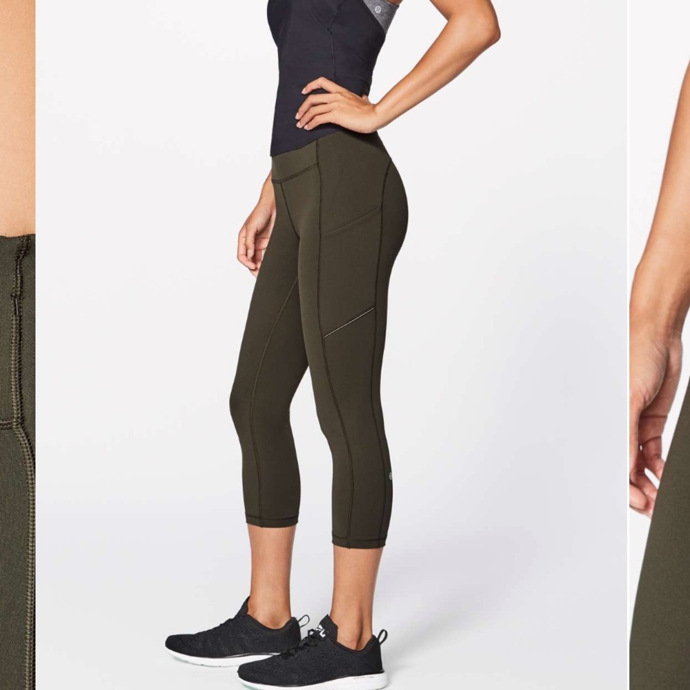 Lululemon Speed Up Crop *21" Dark Olive Green size 4